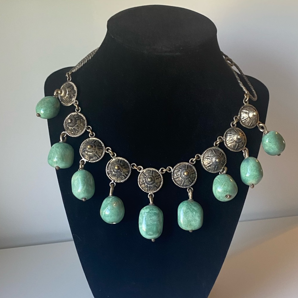 Beaded handmade artisan statement necklace